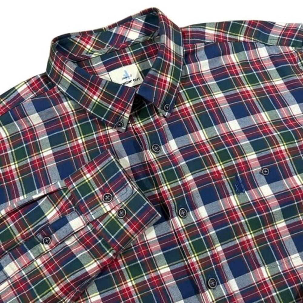 johnnie-O Red and Blue Plaid Button-Down Shirt